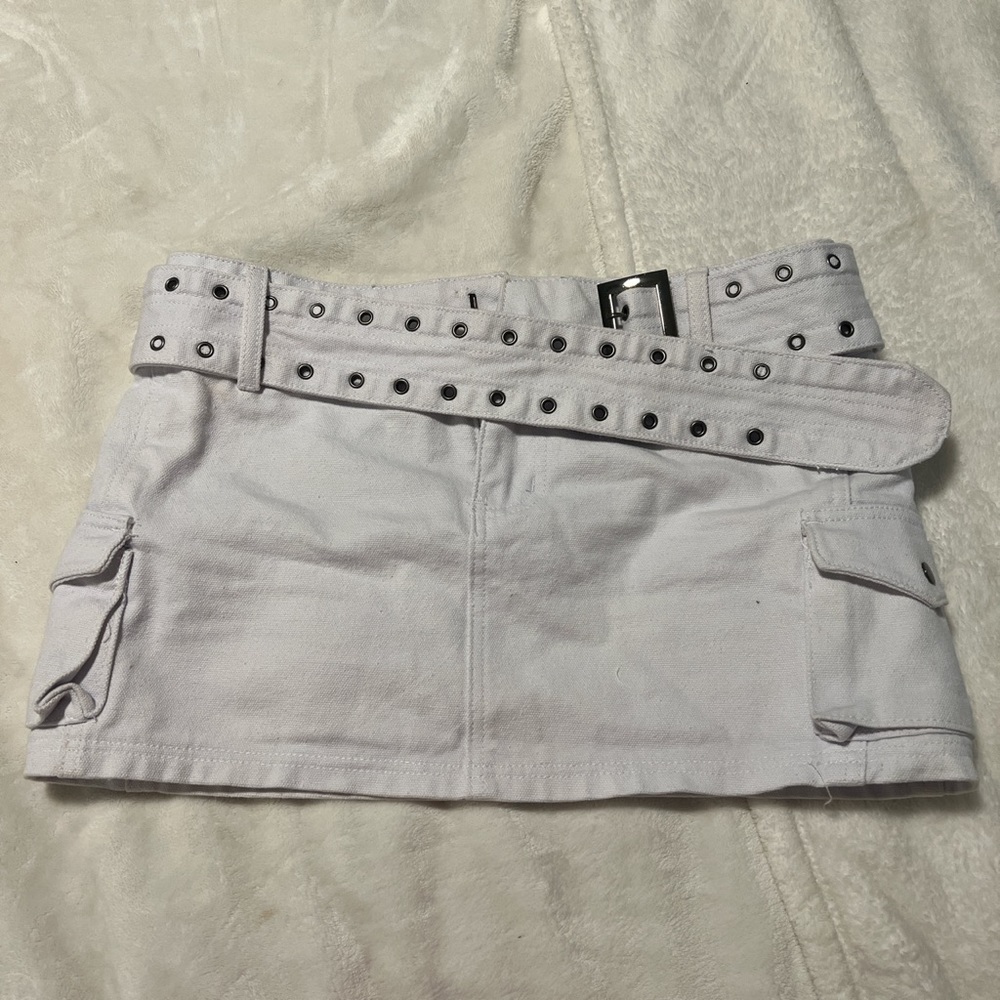 princess polly iconic cargo mink skirt white